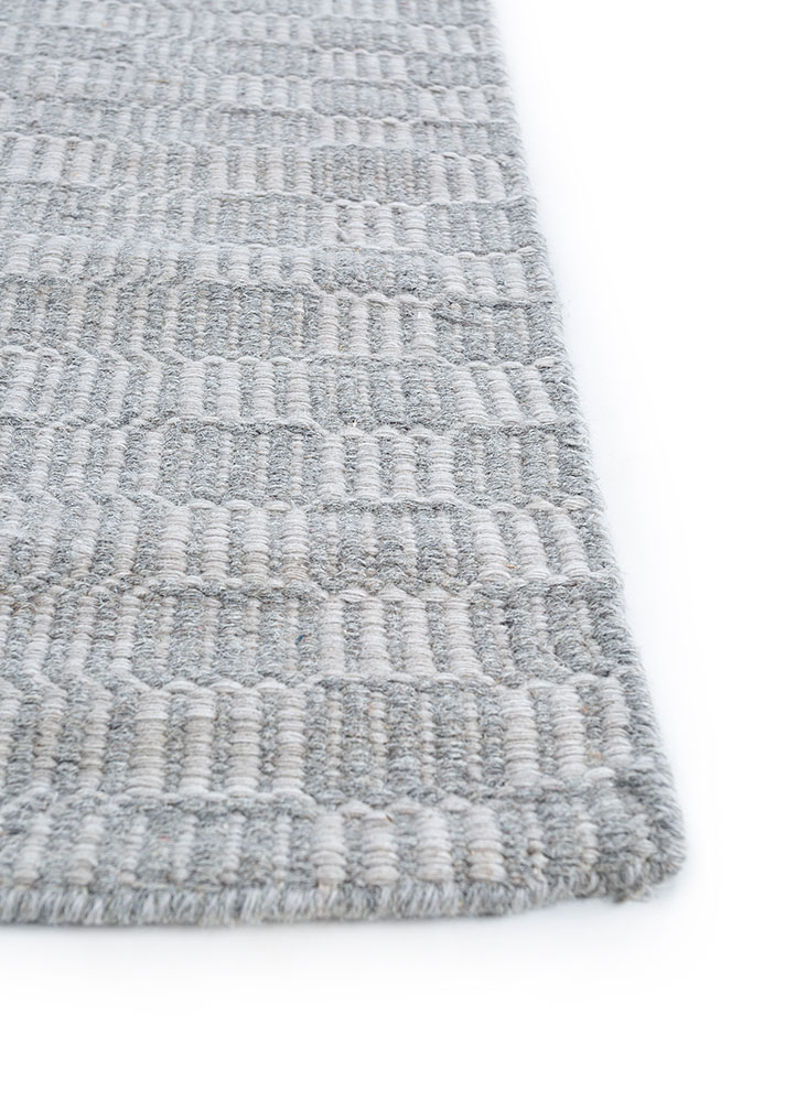 abrash grey and black wool flat weaves Rug - Corner