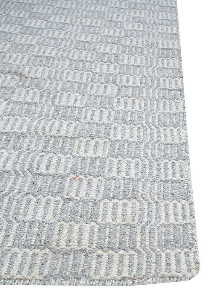 abrash grey and black wool flat weaves Rug - Corner