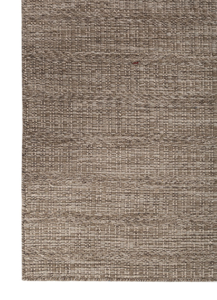 abrash beige and brown wool flat weaves Rug - Corner
