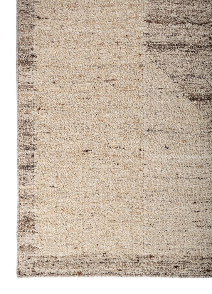 abrash ivory wool flat weaves Rug - Corner