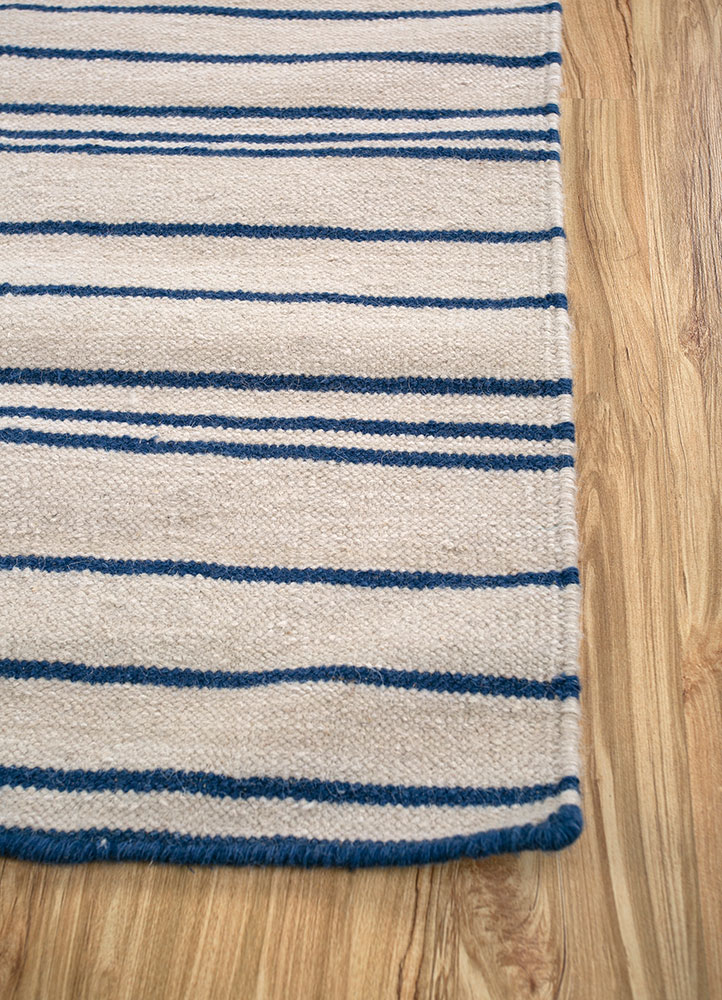 indusbar blue wool flat weaves Rug - Corner