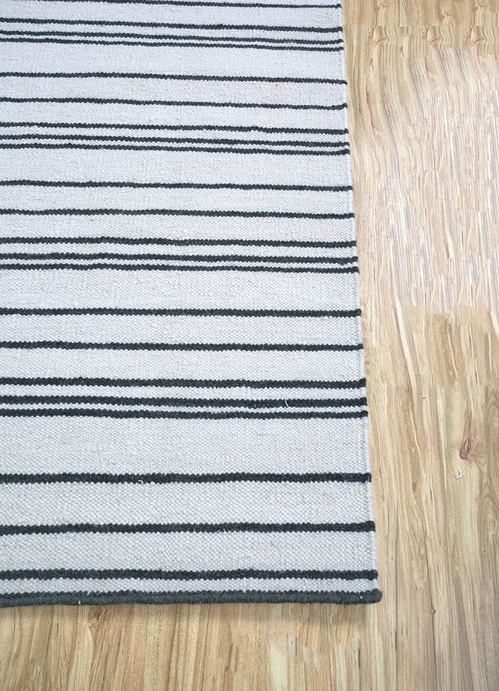 indusbar grey and black wool flat weaves Rug - Corner