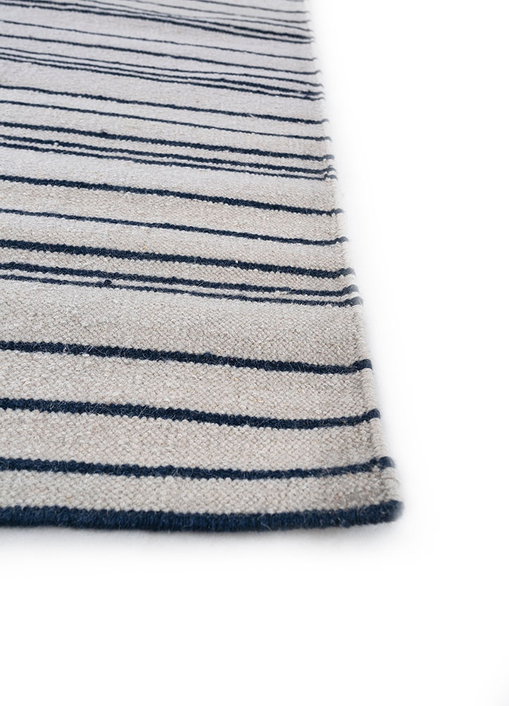 indusbar blue wool flat weaves Rug - Corner