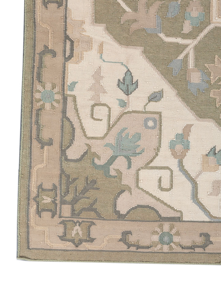 bedouin blue wool flat weaves Rug - Corner
