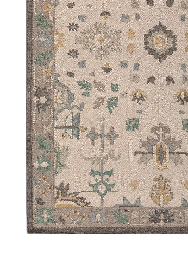 bedouin ivory wool flat weaves Rug - Corner