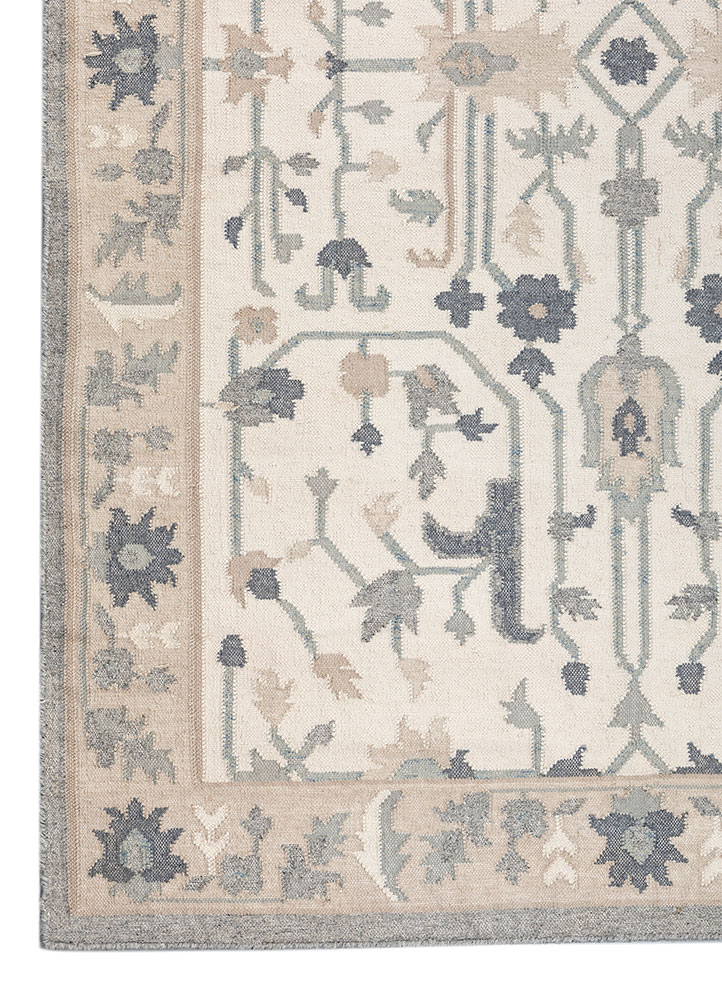 bedouin ivory wool flat weaves Rug - Corner