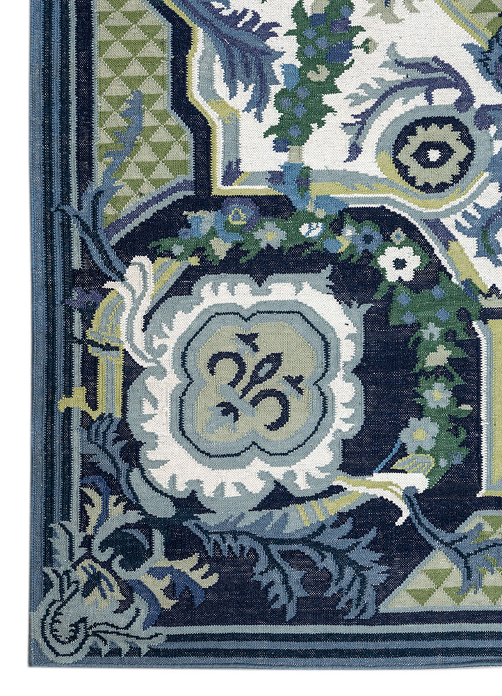 bedouin ivory wool flat weaves Rug - Corner
