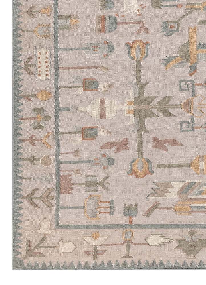 bedouin ivory wool flat weaves Rug - Corner