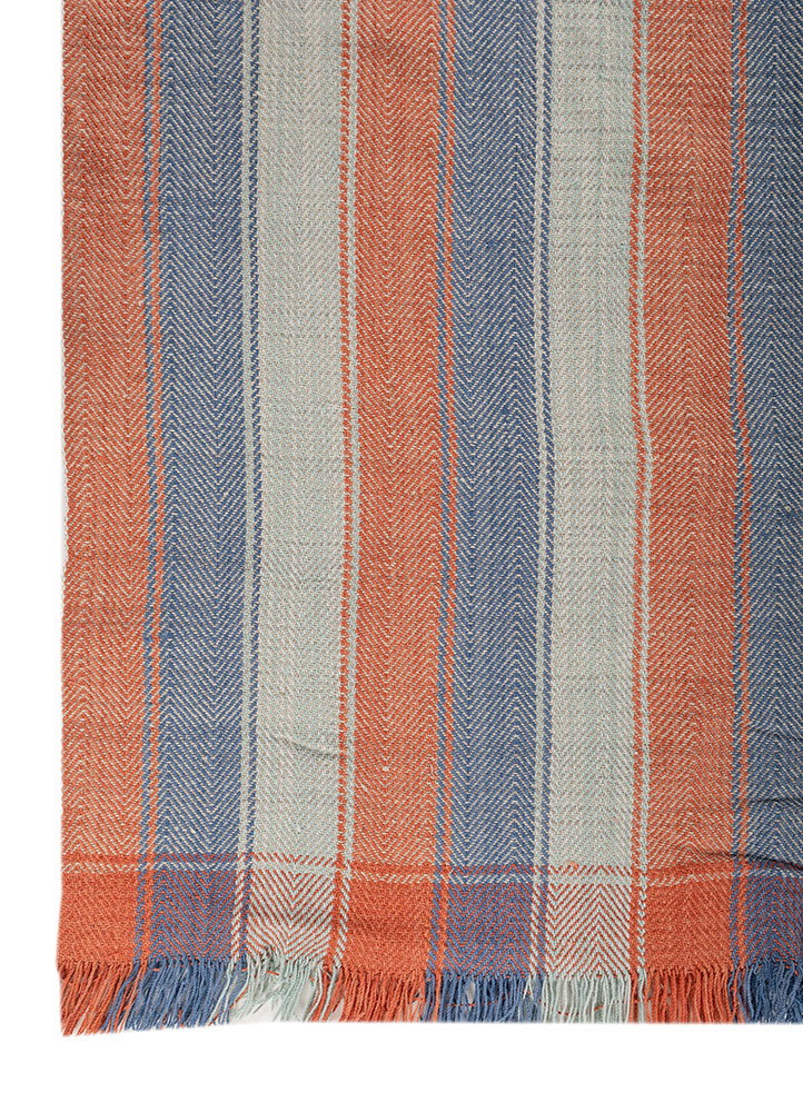 indusbar red and orange wool flat weaves Rug - Corner