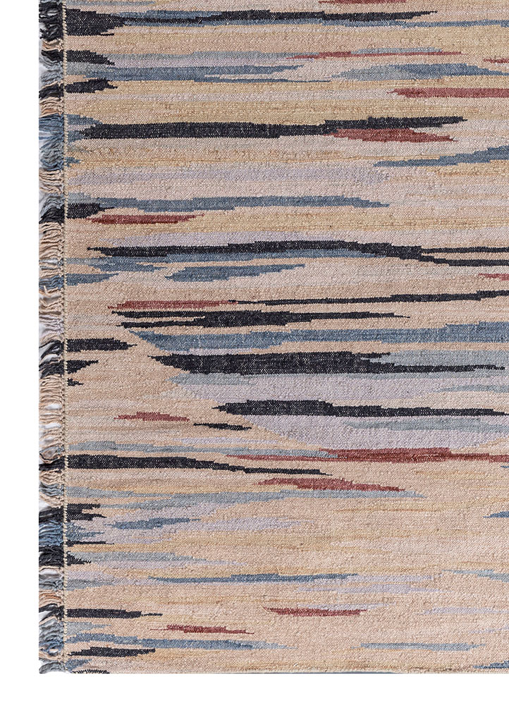 indusbar red and orange wool flat weaves Rug - Corner
