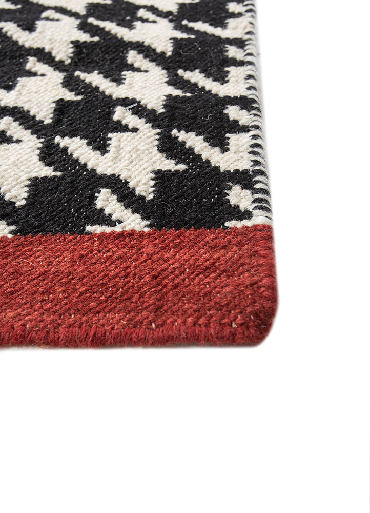 alhambra grey and black wool flat weaves Rug - Corner