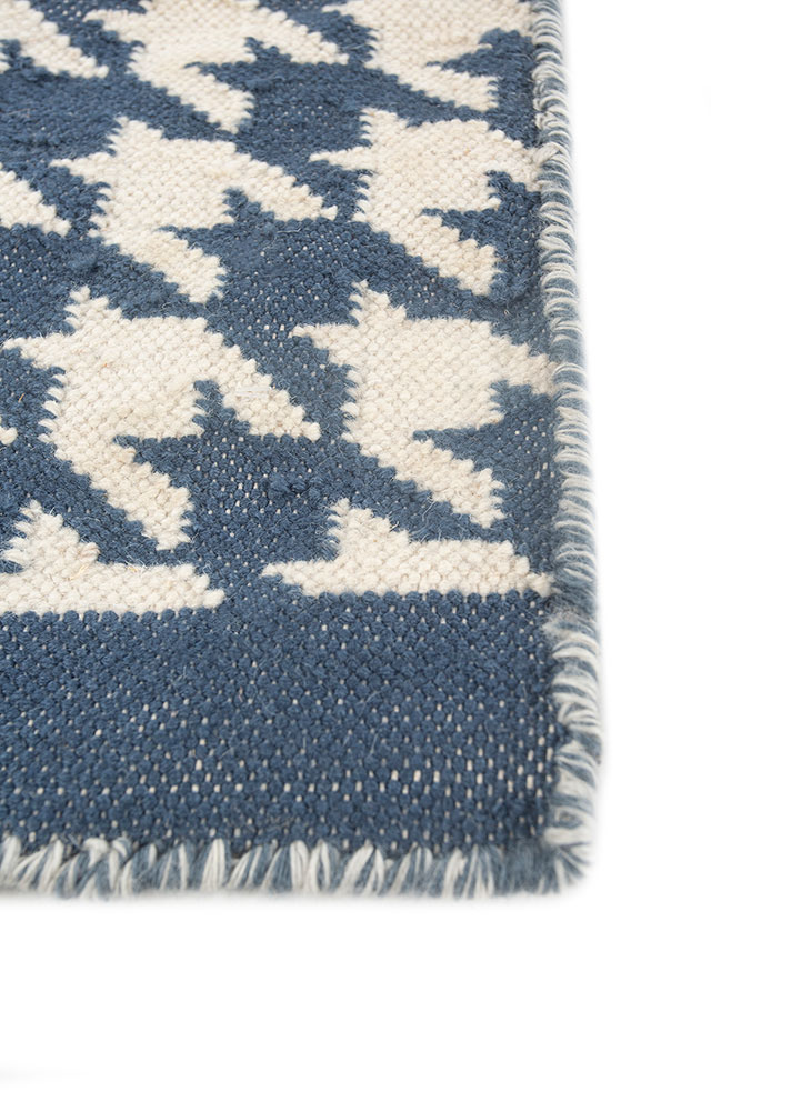 alhambra blue wool flat weaves Rug - Corner