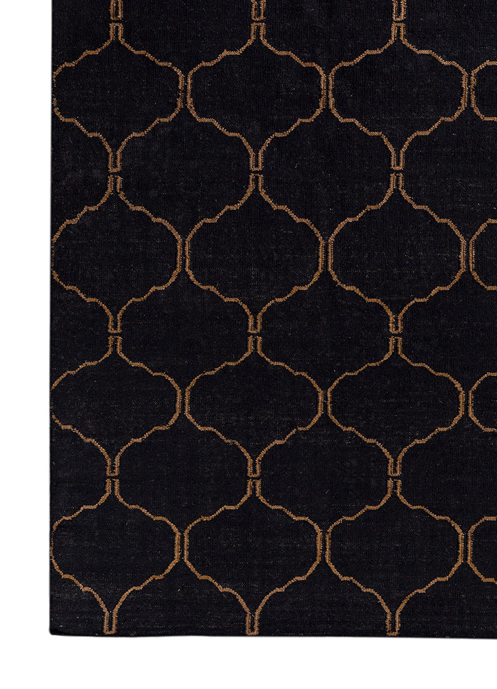 indusbar grey and black polyester flat weaves Rug - Corner
