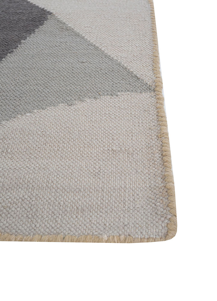 checkers ivory wool flat weaves Rug - Corner