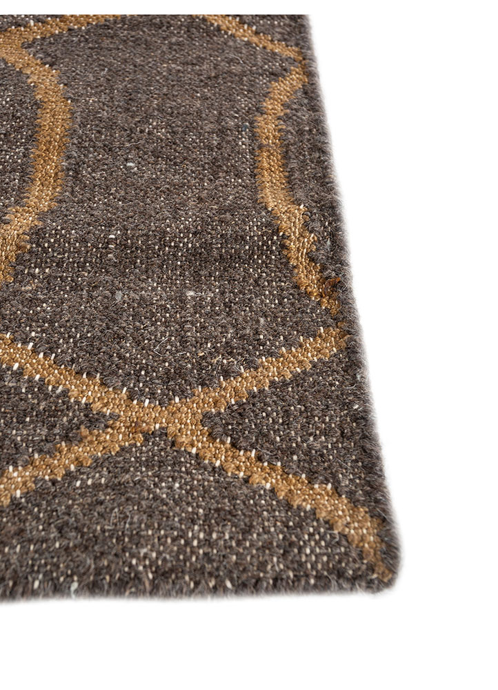 indusbar beige and brown wool flat weaves Rug - Corner