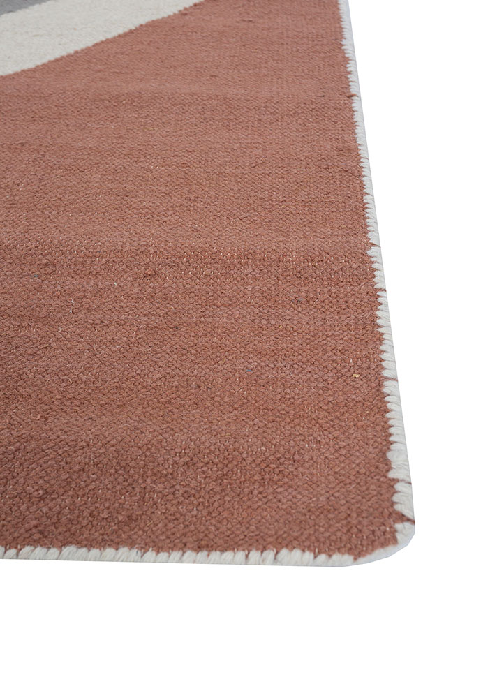 checkers ivory wool flat weaves Rug - Corner