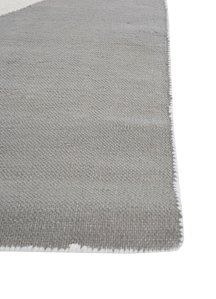 checkers ivory wool flat weaves Rug - Corner