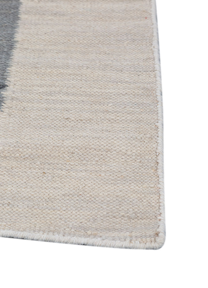 checkers grey and black wool flat weaves Rug - Corner