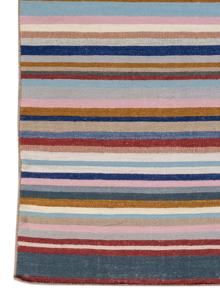 indusbar blue wool flat weaves Rug - Corner