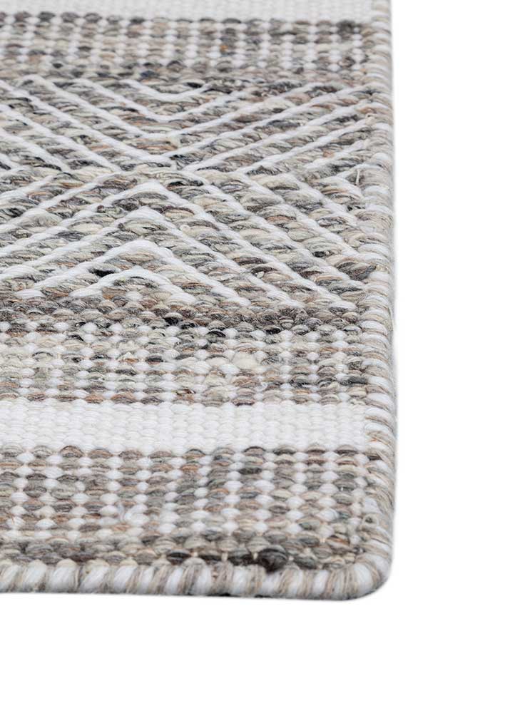 abrash grey and black wool flat weaves Rug - Corner