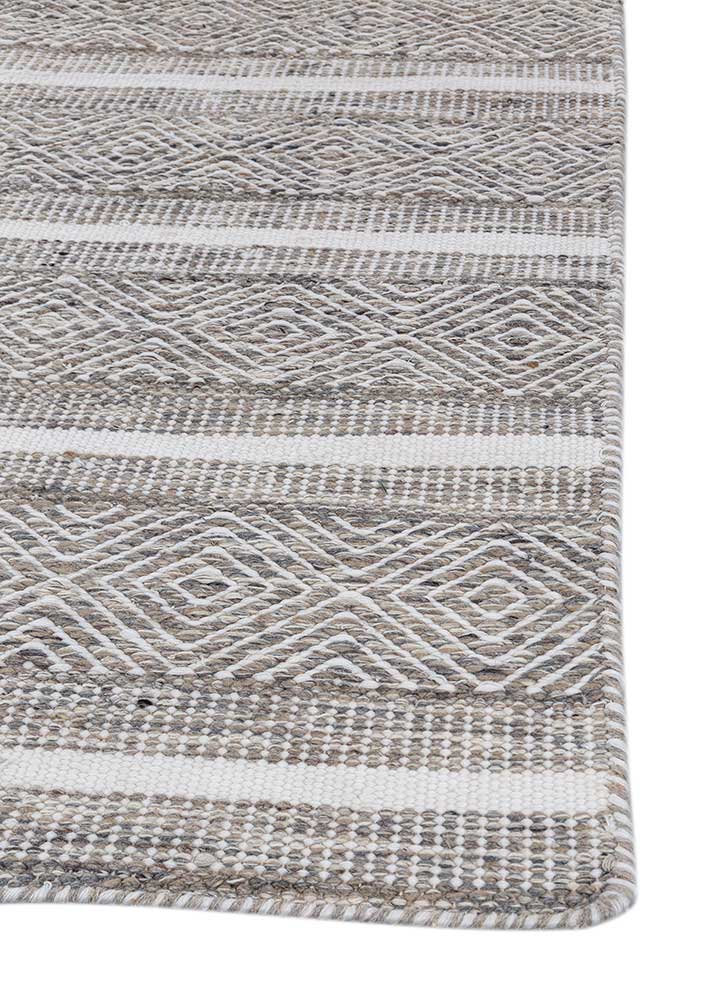 abrash grey and black wool flat weaves Rug - Corner