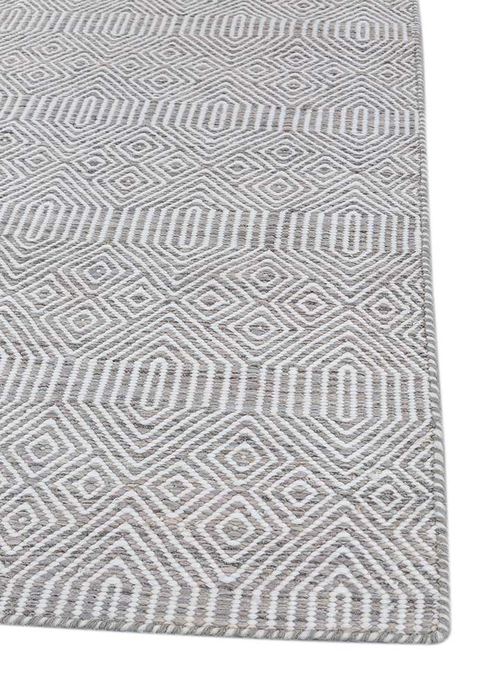 abrash grey and black wool flat weaves Rug - Corner