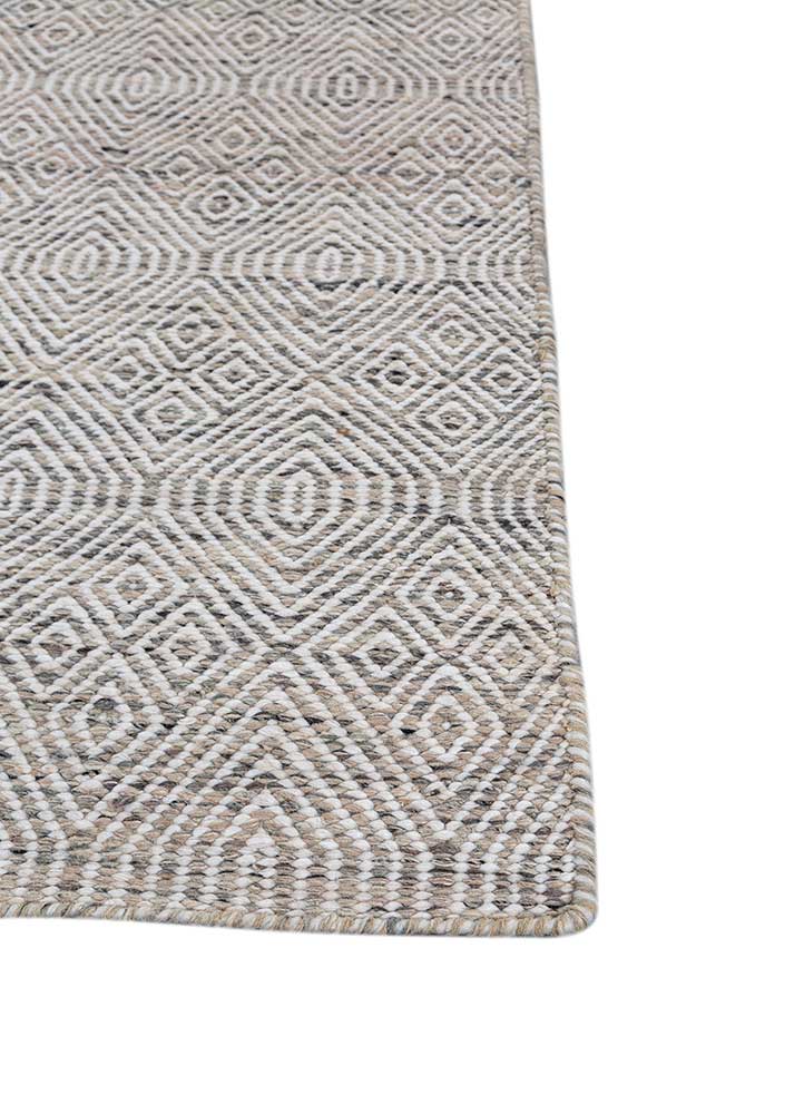 abrash beige and brown wool flat weaves Rug - Corner