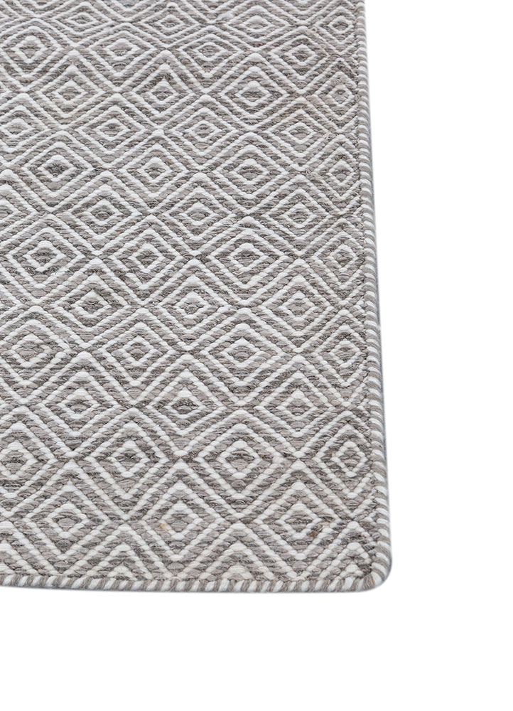 abrash grey and black wool flat weaves Rug - Corner