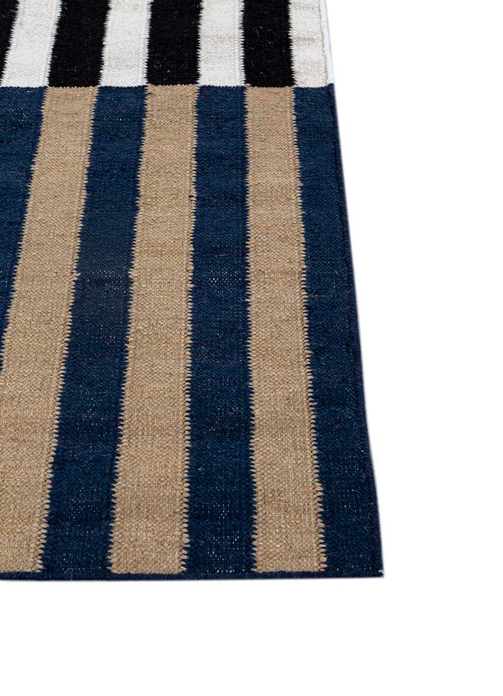 checkers grey and black wool flat weaves Rug - Corner