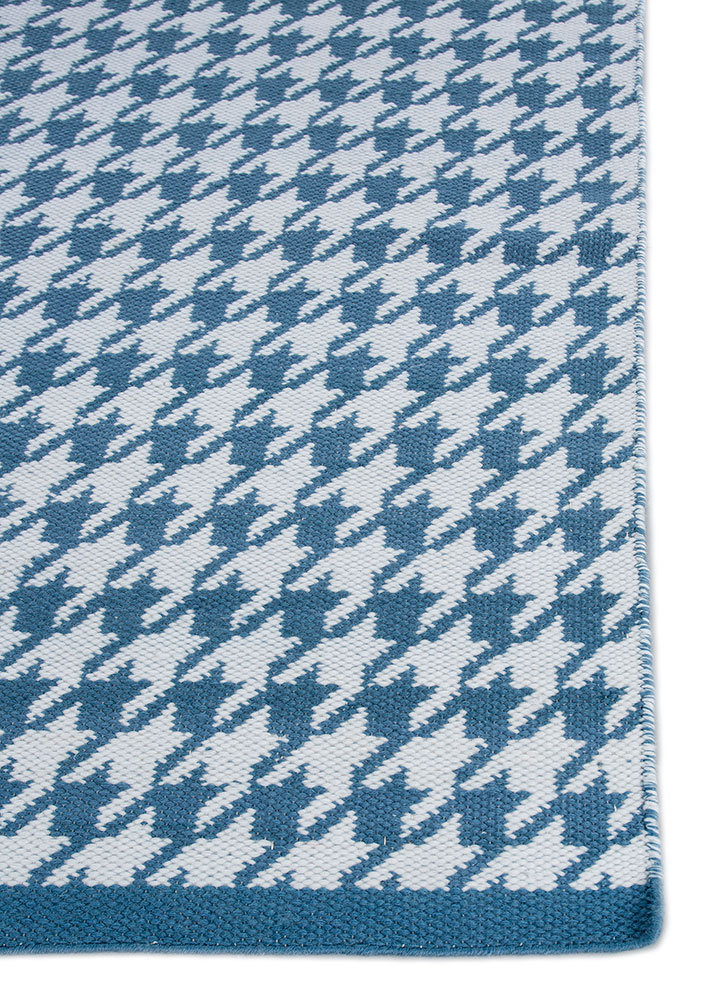 alhambra blue wool flat weaves Rug - Corner
