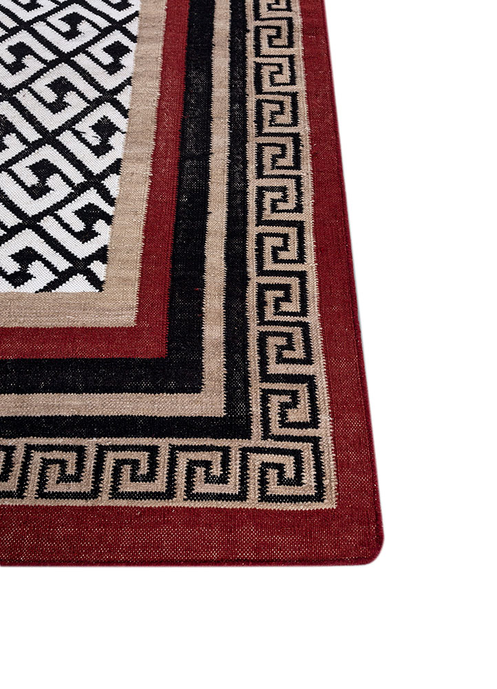alhambra grey and black wool flat weaves Rug - Corner