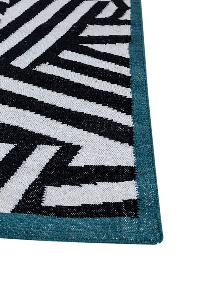 alhambra grey and black wool flat weaves Rug - Corner