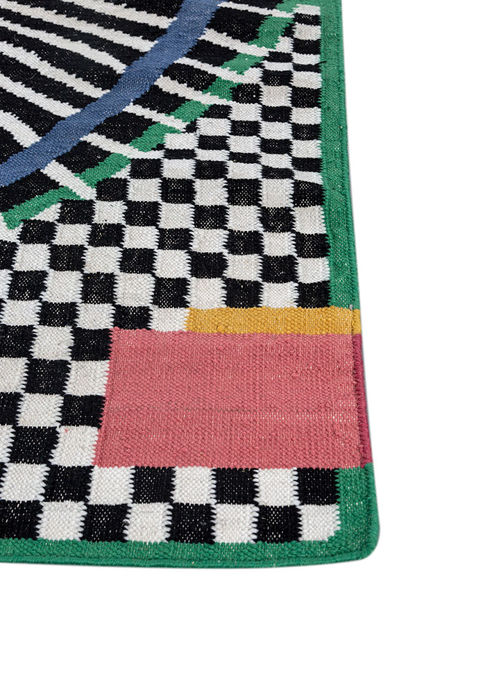 zen and zest grey and black wool flat weaves Rug - Corner