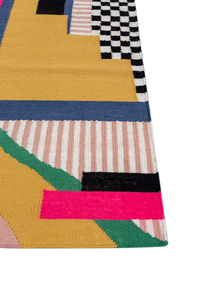 zen and zest red and orange wool flat weaves Rug - Corner