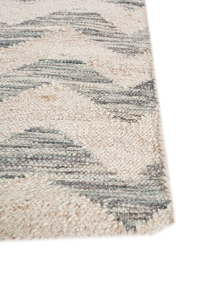 indusbar blue wool and viscose flat weaves Rug - Corner