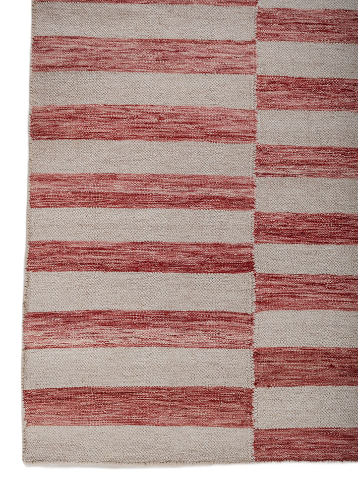 indusbar red and orange wool and viscose flat weaves Rug - Corner