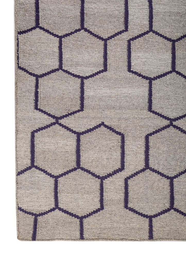 indusbar grey and black wool and viscose flat weaves Rug - Corner