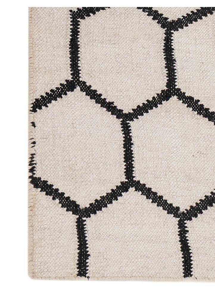 indusbar ivory wool and viscose flat weaves Rug - Corner