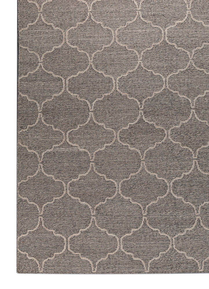 indusbar grey and black wool and viscose flat weaves Rug - Corner