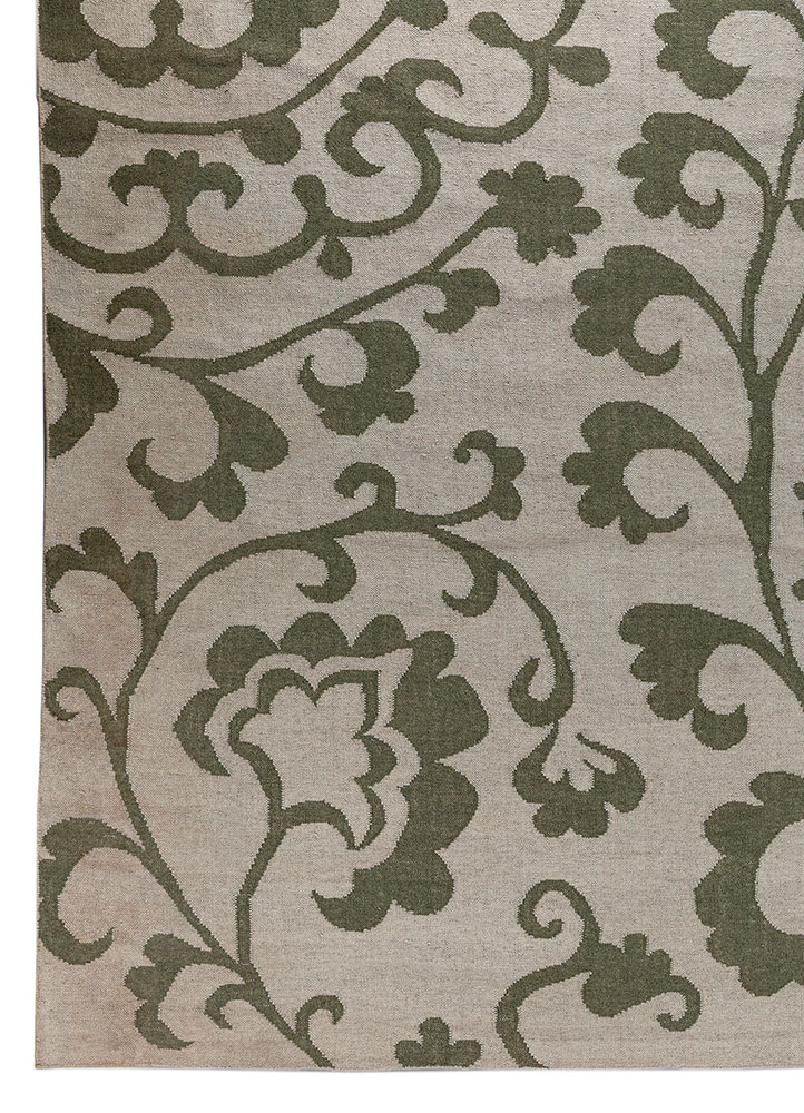 indusbar green wool and viscose flat weaves Rug - Corner