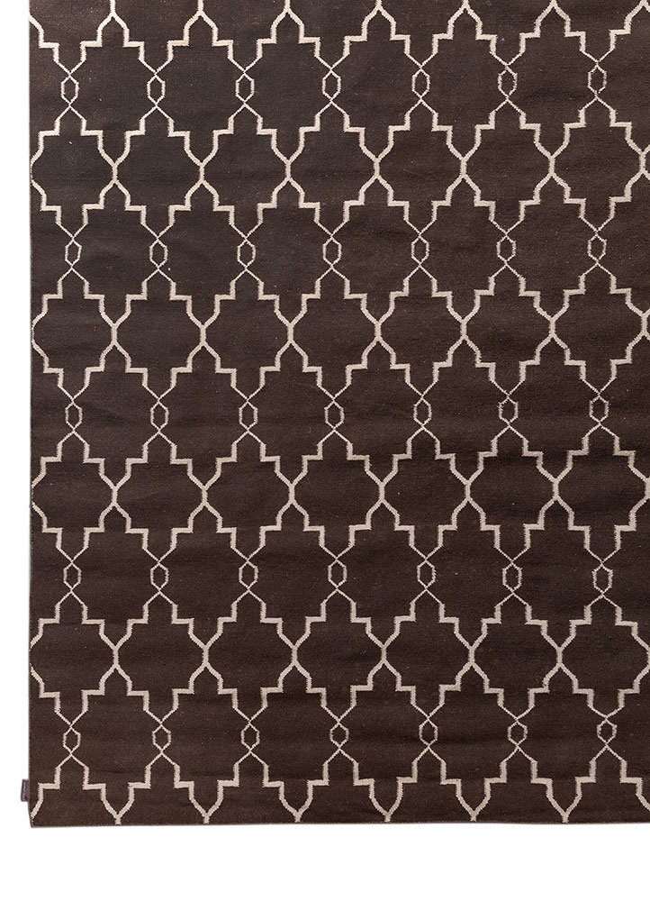 indusbar beige and brown polyester flat weaves Rug - Corner