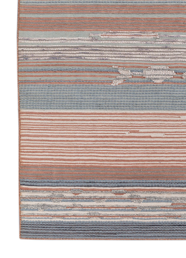 indusbar red and orange wool flat weaves Rug - Corner