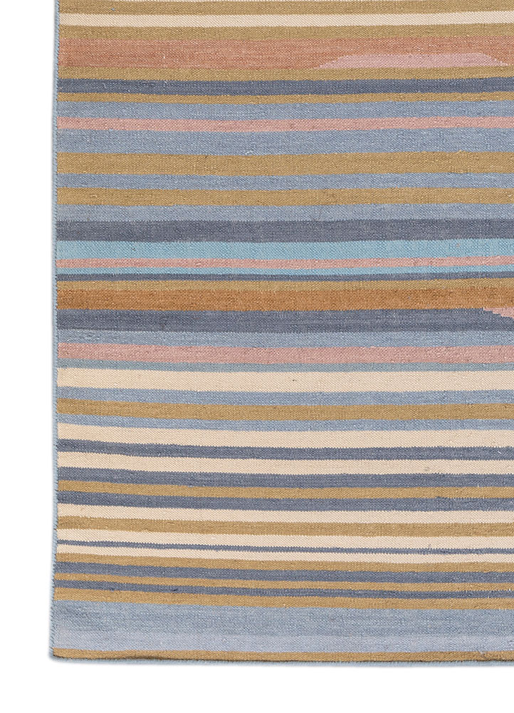 indusbar blue wool flat weaves Rug - Corner
