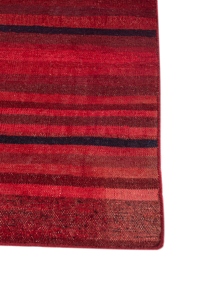 indusbar red and orange wool and viscose flat weaves Rug - Corner