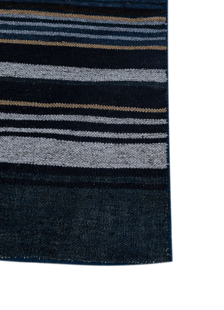 indusbar blue wool flat weaves Rug - Corner