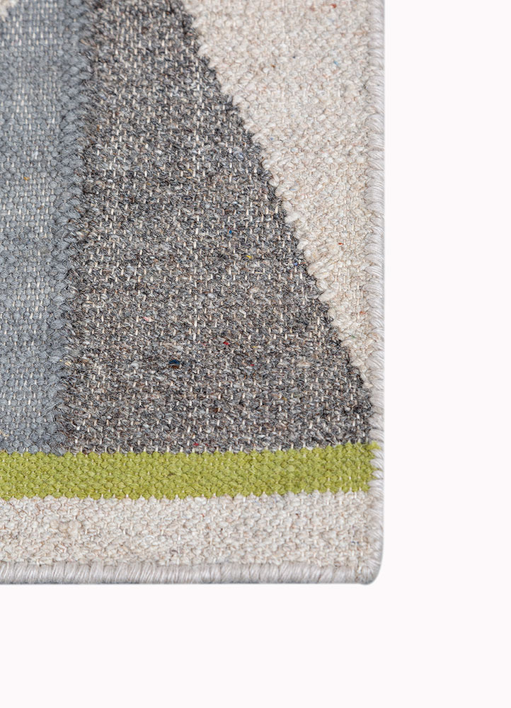 indusbar ivory wool and viscose flat weaves Rug - Corner