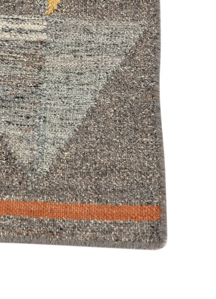 indusbar grey and black wool and viscose flat weaves Rug - Corner