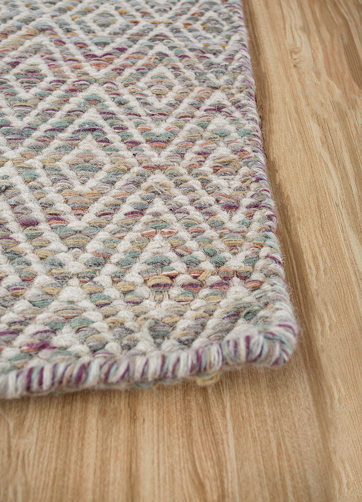 abrash blue wool and viscose flat weaves Rug - Corner