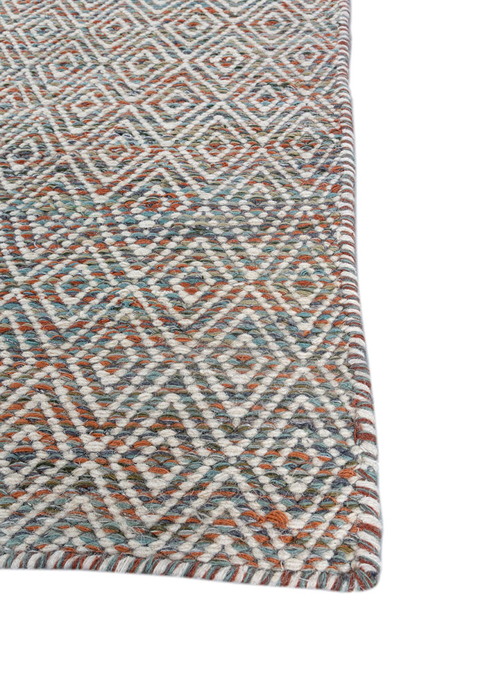 abrash blue wool and viscose flat weaves Rug - Corner
