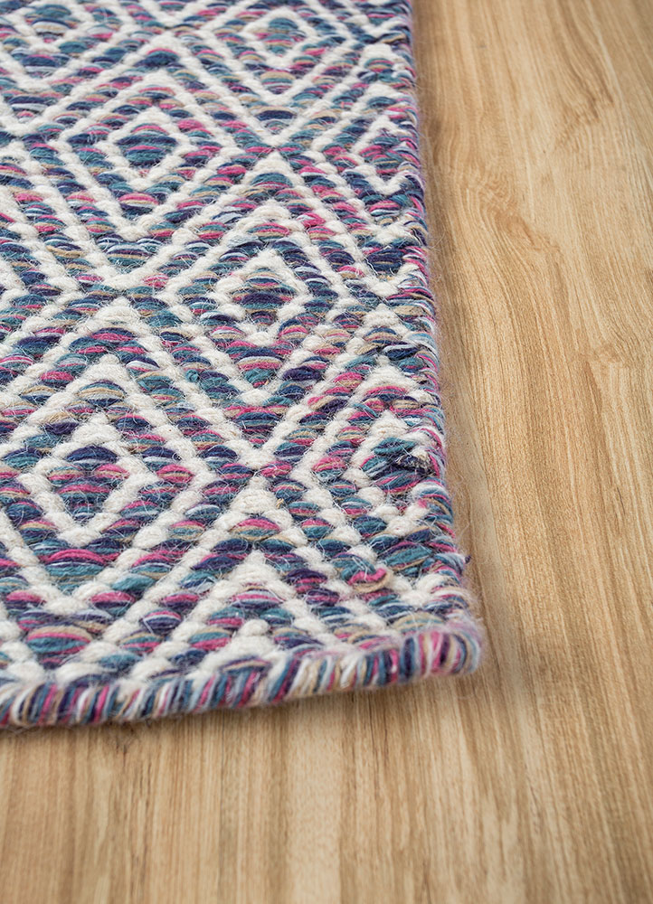 abrash blue wool and viscose flat weaves Rug - Corner